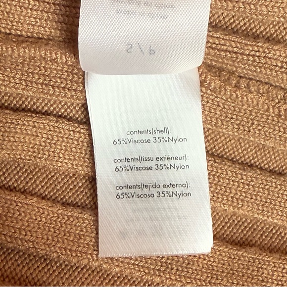 Rachel Parcell Wide Rib Midi Sweater Dress Flounce Sleeve Fitted Camel Sz S - Picture 11 of 12